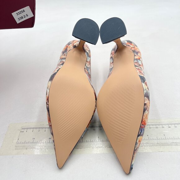 YDN Blue Flower Pointed Toe Slip on Pumps Special High Heel Shoe for Party Lady - Picture 8 of 9